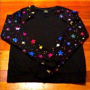 Kids size 14/16 metallic rainbow star sweatshirt